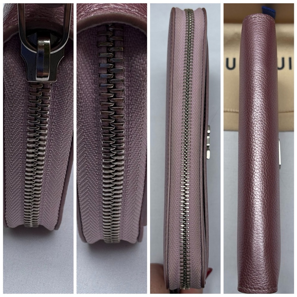 ❌SOLD❌ Louis Vuitton Lock Me Wallet in Crystal Rose Metallic Leather Zippy - Picture 16 of 17